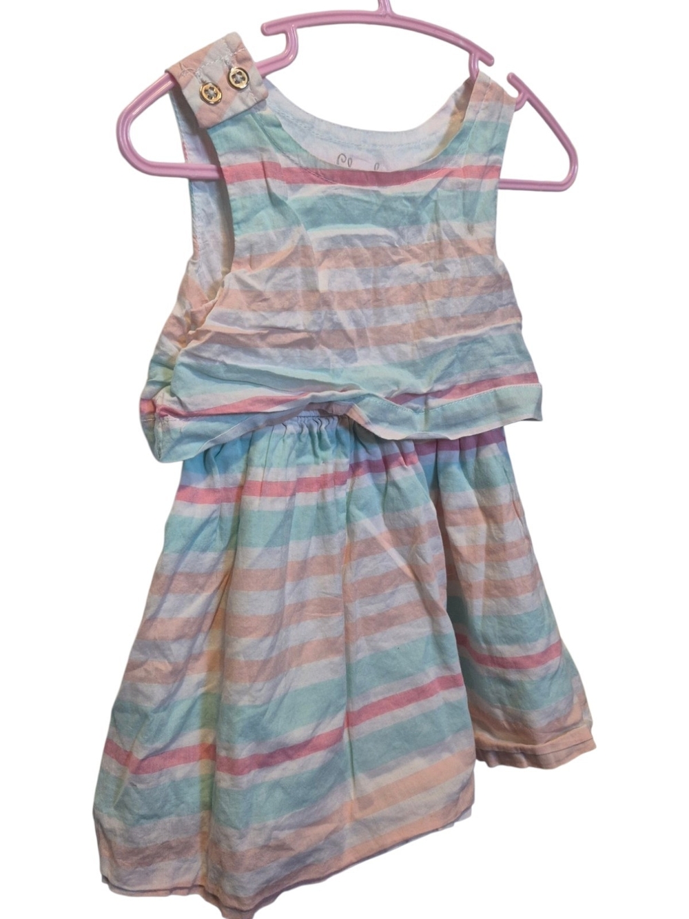 Cherokee Pastel Striped Sleeveless Dress - Pink, Blue & Cream